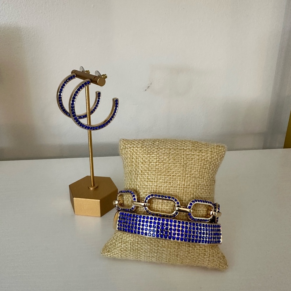 Park Lane Celebrate Bracelet - Gold and Blue Link Bracelet - Picture 7 of 8